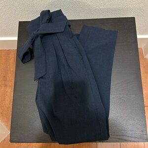 Loft Petite Tie Waist Slim Pants, Navy Melange